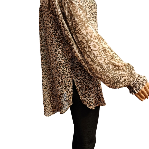 Acoa Floral Woven Sheer Chiffon Blouse Loose Size S - Picture 7 of 14
